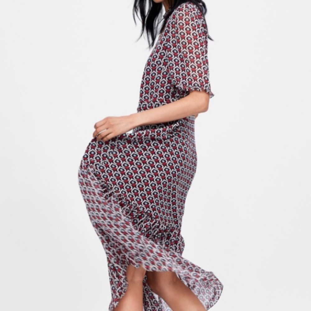 Zara heart print midi dress size xs